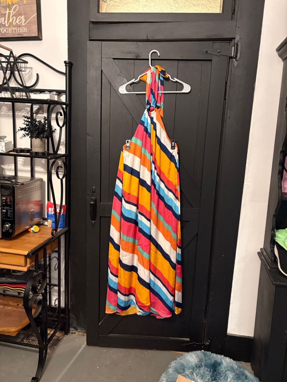 Colorful Striped Halter Maxi Dress